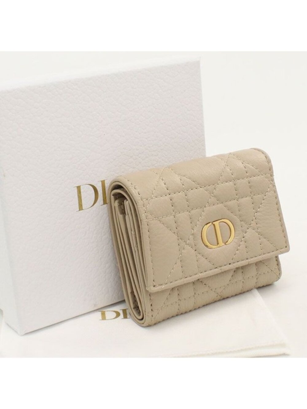 Dior Hibiscus Wallet Caro Trifold Calfskin